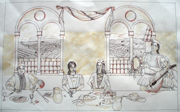 Ricostruzione grafica delle nozze Bentivoglio-Este (disegno di Marta Magoni)