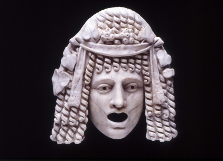 Oscillum con maschera tragica, I secolo a.C. - I secolo d.C., Marmo bianco - Napoli, Museo Archeologico Nazionale (da Pompei)