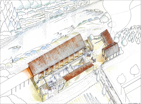 Ricostruzione del Santuario di Bagno di Romagna (disegno Claudio Negrelli)