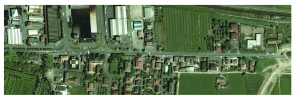 tratto della via Emilia visto dall'alto
